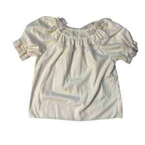 VINTAGE Womens MEDIUM Beige Lace Square Dance top